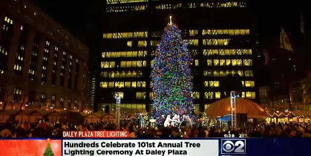 Christmas Tree Lights Up Daley Plaza